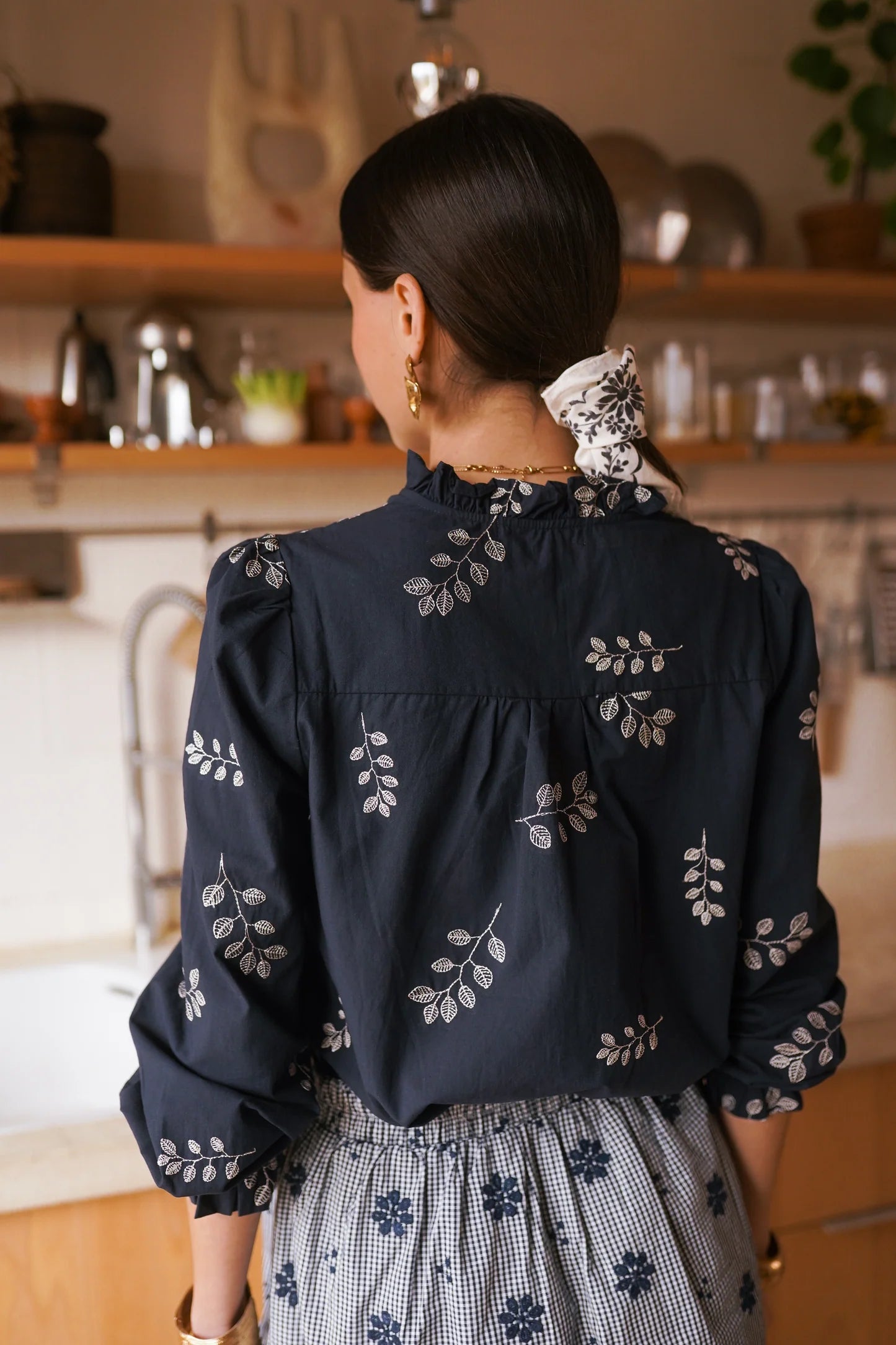 Navy Buttoned Blouse