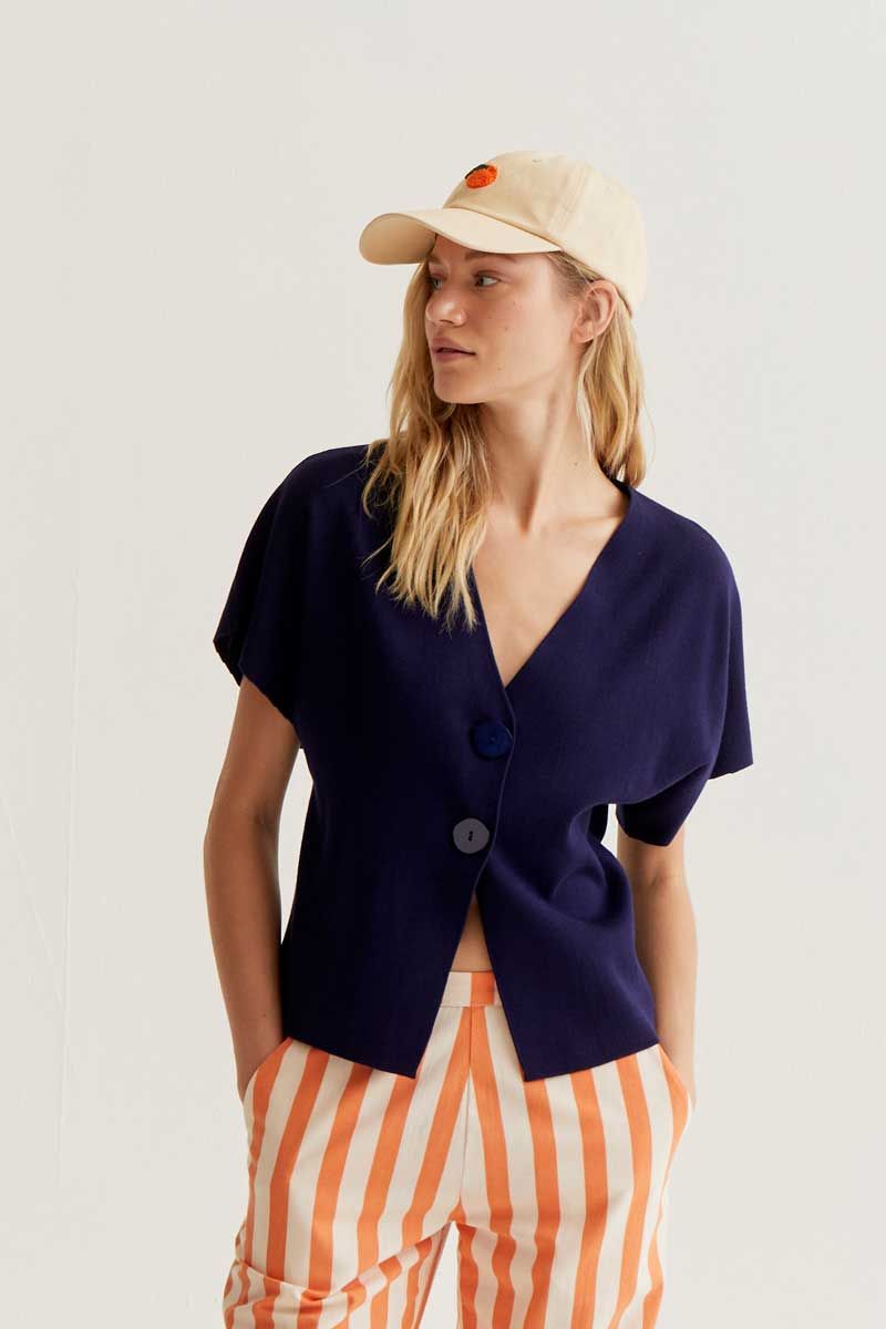 Navy Blue Knit Cardigan