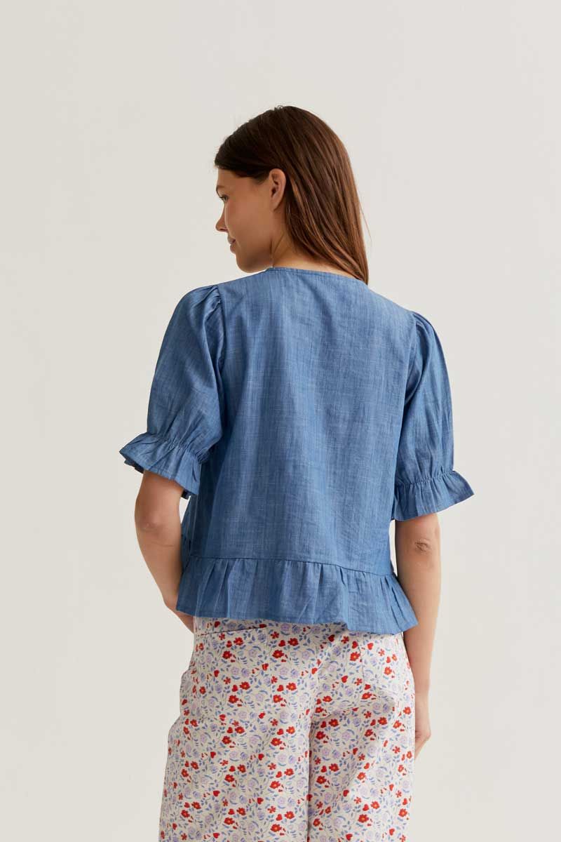 Light Blue 100% Cotton Chambray Shirt