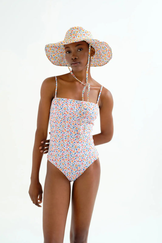 Lily Small Printed Straight Neck Swimsuit