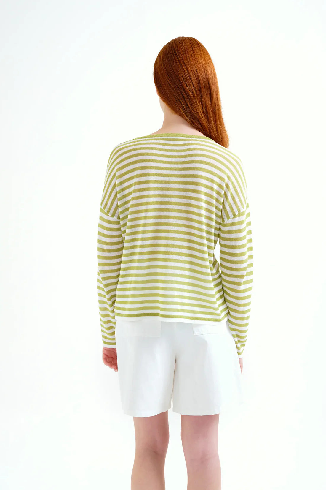 Soft Knit Sweater with Striped Print