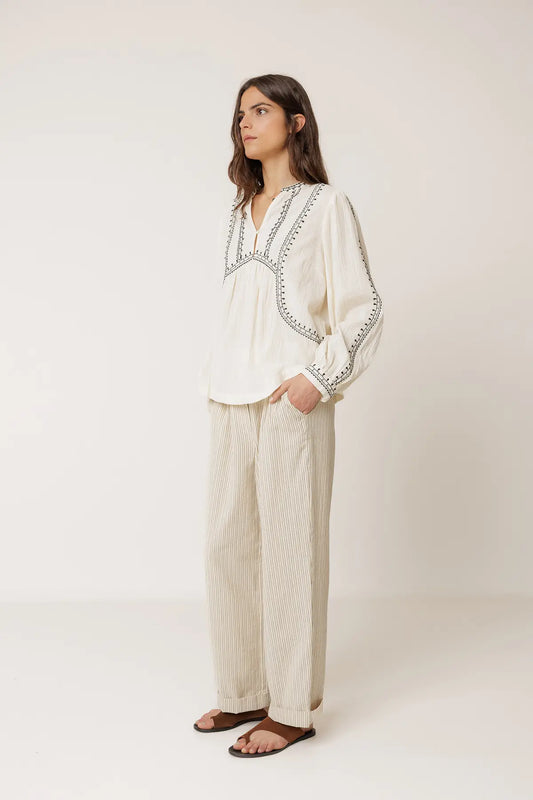 Ethnic-Embroidery Blouse