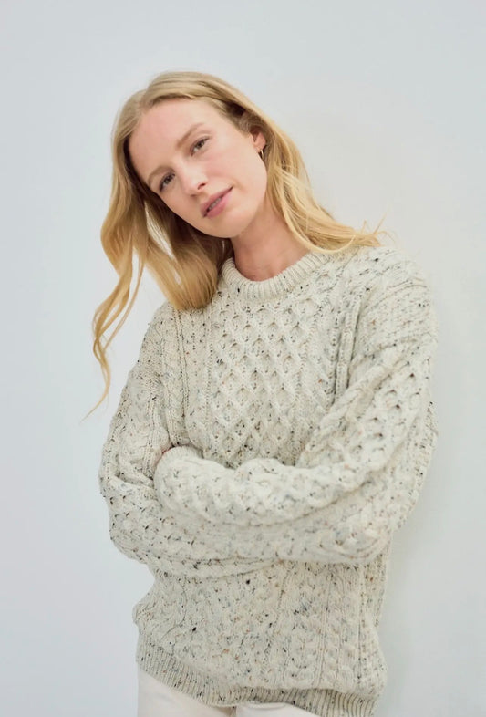 Aran Inisheer Traditional Ladies Flecked Cream Sweater