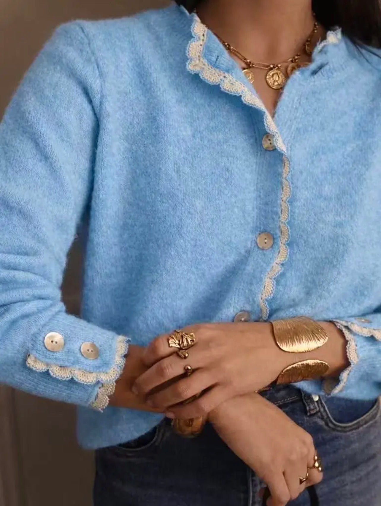 Blue Knitted Cardigan