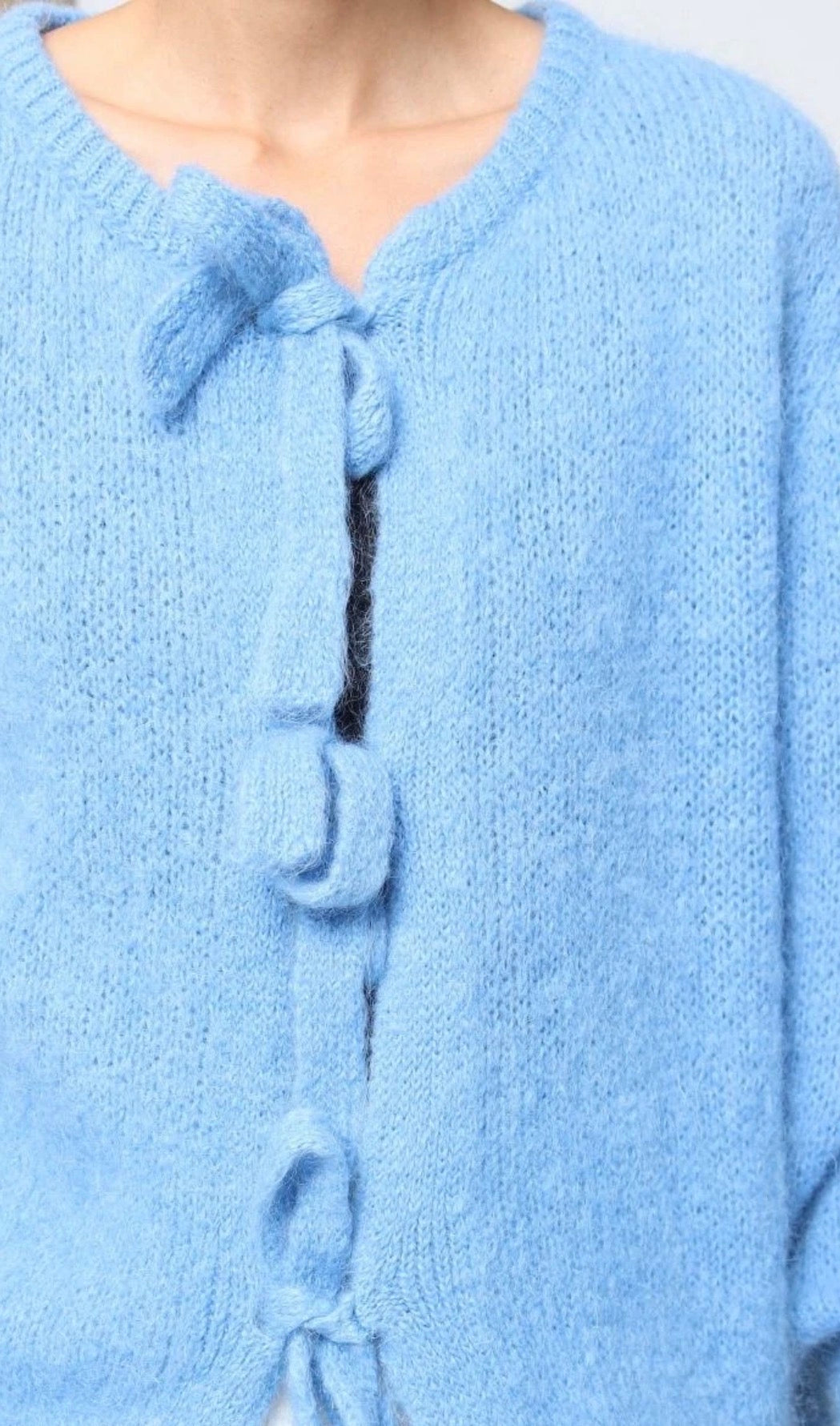 Mohair Wool Knit Tie Cardigan
